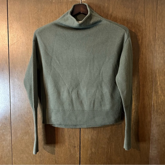 Aritzia Wilfred forest green Wool Cyprie Mock Neck Turtleneck Sweater Sz xxs - Picture 4 of 13